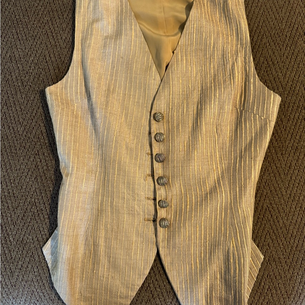 Elegant Gold Striped Women’s Vest